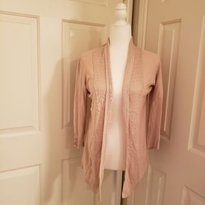 New York & Company XS Taupe 3/4 Sleeve Cardigan
